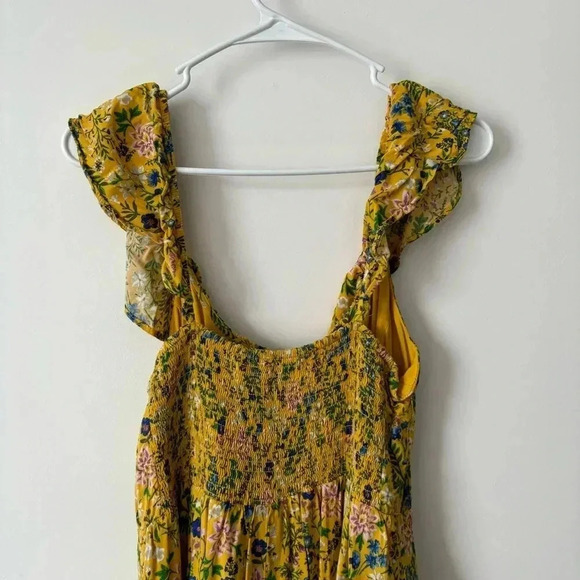 Old Navy Yellow Floral Flowy Feminine Dress Women Large - Picture 4 of 6